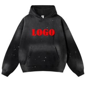 Sudadera con Capucha Unisex Personalizada, Lavada al Ácido, de Manga Larga, con Forro Polar, Diseño Sólido, Logotipo Frontal, Ecológica, de Secado Rápido, Transpirable, con Bolsillo - Product Image 1