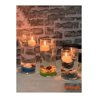 ERKUGO Set Tempat Lilin Kaca Ramah Lingkungan 3 Buah Modern, Lentera Silinder, Dekorasi Rumah untuk Hari Valentine, Natal, Paskah