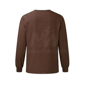 Versatile Long Sleeve <b>Scrub</b> <b>Tops</b> Men Healthcare Medical Uniform V Neck Workwear Stretch Fabric Durable Professional Clothing - Product Image 4