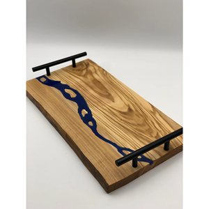 Bandeja para servir de resina y madera de tamaño personalizado HHO con diseño de Río para uso doméstico y para servir artículos de comida - Product Image 1