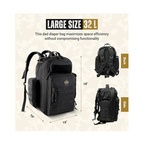 Sac à dos isotherme convertible Dad Gear unisexe, sac à couches pour usage quotidien, sac imperméable avec fermeture éclair, doublure en polyester, 20-35L - Product Image 2