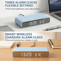 Réveil numérique LED sans fil 10W avec affichage de la température, de la date et 3 alarmes pour chambre à coucher et bureau