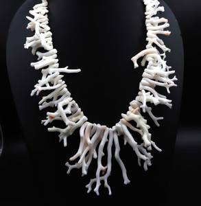 สร้อยคออัญมณีลูกปัดปะการังสีขาวธรรมชาติสำหรับนาฬิกาผู้หญิงสร้อยคอขนาดใหญ่ที่เป็นชิ้นใหญ่ขนาด18นิ้ว73X3MM 14X3MM (N-13) - Product Image 1