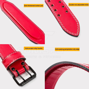 Cinturón de Levantamiento de Pesas de Cuero SONISPO SSF-521, Resistente al Desgaste, Rojo, Ajustable, Soporte Lumbar para Entrenamiento de Fuerza, Unisex, con Hebilla - Product Image 6