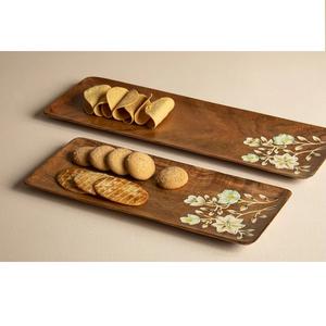 Plateau de service Plateau en bois et bambou Grand plateau de service Table à café et thé en bois de qualité supérieure - Product Image 2