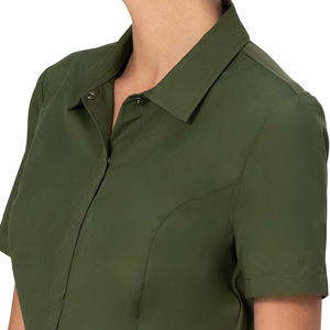 Camisas de negocios de manga corta para mujer Logotipo personalizado Impresión Bordado para uniformes de trabajo Blusa de oficina Proveedor de fábrica - Product Image 2