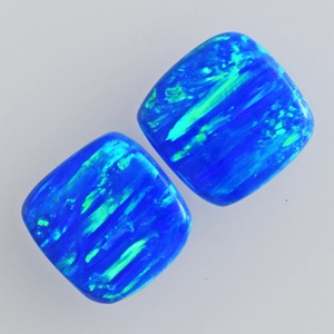 Par de ópalos sintéticos azul verdoso brillantes y llamativos, corte cojín de 11x11x2 mm, ideales para la fabricación de joyas y sanación. - Product Image 3