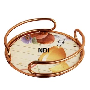 Bandeja DE SERVICIO DE Metal con acabado esmaltado decorativo hecho a mano, diseño novedoso, tendencia superior, bandeja de servicio de desayuno usada multiusos - Product Image 4