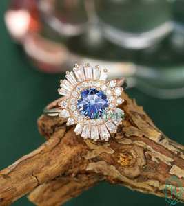 ชุดแหวนเพชรโมอิสสีโรสโกลด์14K 1.50หรูสง่างาม - Product Image 1