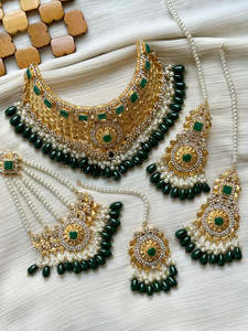 Authentic <b>Pakistani</b> Indian Traditional Classic Bridal <b>Jewelry</b> Set Ethnic Silver Plated Stainless Steel Anniversary Colorful - Product Image 5