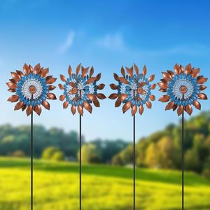 WONDER GARDEN Outdoor Metall-Kunstdeko Windspiel Windmühle Kinetische Rost-Wetterbeständige Bodenmontierte Skulptur für Garten und Terrasse - Product Image 5