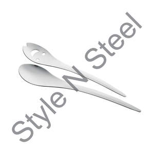 ชุดบริการสลัด2ชิ้นสไมล์สลัดเซิร์ฟเวอร์27ซม. ทำจากสเตนเลสสตีลสีเงินปลอดภัยสำหรับใช้บนโต๊ะอาหาร - Product Image 1
