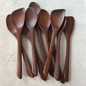 Cuillère en bois indienne, cuillère à soupe pour enfants, manche long, cuillère à glace, cuillère à mélanger pour confiture, pastèque, lait, café - Product Image 2