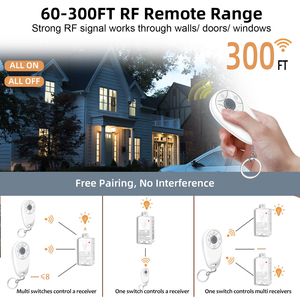 Controle 3 Lampjes In 1 Afstandsbediening Ip66 Draadloze Led-Lichtschakelaarset Met 1000W Max Stroom 10a Ontvanger Draadloos Schakelaarlicht - Product Image 6