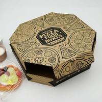 Carton d'emballage en papier ondulé imprimé personnalisé bon marché noir 12 18 pouces boîte à pizza octogonale ronde kraft avec logo