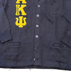 custom sorority&fraternity alpha AKP psi <b>cardigan</b> sweater V-neck acrylic knitted black women's sweaters front button embroidery - Product Image 3