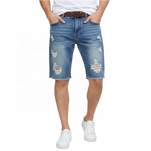 กางเกงยีนส์ขาสั้นทรงตรงสำหรับผู้ชาย สีซีดแบบวอชไลท์ เอวกลาง  สามารถปรับแต่งสีและขนาดได้ตามต้องการ - Product Image 4