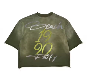 Fabrication sur mesure, lavage à l'acide, impression DTG, tissu en coton lourd, style vintage, streetwear, épaules tombantes, sans marque - Product Image 5