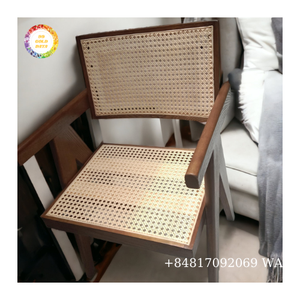 Chaise de salle à manger en rotin en bois massif de café de restaurant simple nordique du Vietnam - Product Image 4