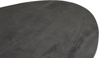 Table à manger ovale élégante en bois massif noir sablé, écologique, avec accents en fer pliables, pour la maison, l'atelier, la buanderie, l'entrée