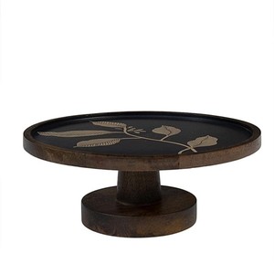 Soporte de pastel de madera con diseño esmaltado de hoja de oro de diseño moderno con base resistente para servir en bodas Diwali Ramadan Fiestas - Product Image 4