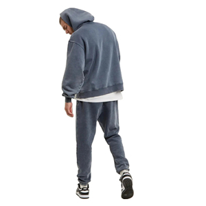 Haute qualité 100% coton lavé à l'acide à capuche thermique coton mélangé conception couleur unie polaire lavé à l'acide sweats à capuche - Product Image 3