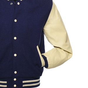 Veste universitaire en laine mélangée bleue pour homme et femme, broderie, fermeture à boutons, tissu d'hiver pour le travail, design de lettreman - Product Image 4