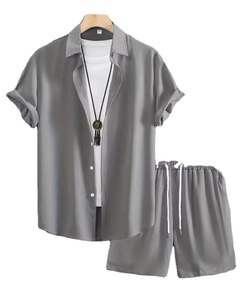 Camiseta de hombre de color sólido de alta calidad y traje corto/camiseta de manga corta de verano de 2 piezas para hombre con logotipo personalizado - Product Image 4