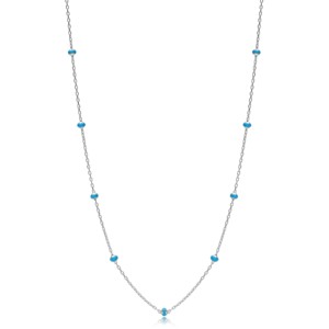 <b>Blue</b> <b>Beaded</b> Enamel Design Trendy Chain Necklace Turkish Handmade Wholesale Dainty Pendant 925 Sterling Silver Jewelry - Product Image 4
