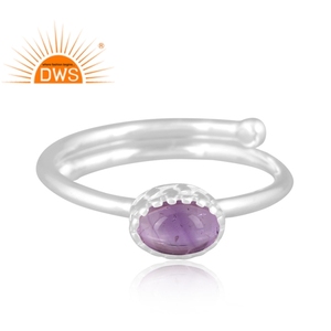 Latest Design Fine Sterling Silver Natural Pink Amethyst Gemstone <b>Adjustable</b> <b>Ring</b> Jewelry For Women Gift For Her - Product Image 3