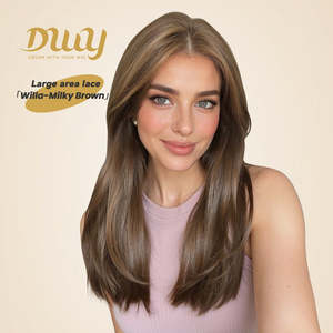 Willa DWY Pre-cut U Part Diamond Lace Long-Length <b>Wig</b> Icy Bronde Highlighted Layer-Cut Curly Hair Glueless Synthetic New Arrival - Product Image 6