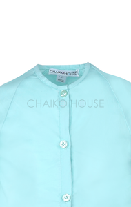 Ropa de dormir cómoda de estilo vietnamita para niña, pijama informal de manga larga de algodón de seda azul, conjunto de ropa de casa transpirable para niños - Product Image 4