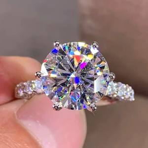 Bague de luxe en argent Sterling 925 bijoux fins coupe ronde diamant complet plaqué or blanc 14k bague de fiançailles de mariage pour hommes - Product Image 2