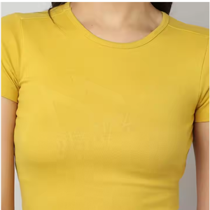 High Quality Women's Slim-Fit <b>Crop</b> <b>Top</b> Custom Digital Logo Puff Printed Casual Short Length Bow Collar Knitted Solid for Summer - Product Image 3