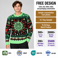 Pull de Noël moche pour homme FNJIA, motif soleil, lune et flocon de neige, tricot graphique, idéal pour les événements festifs, personnalisable avec logo ODM