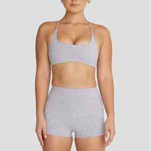 Ensemble de yoga et de fitness avec logo personnalisé pour femmes soutien-gorge de sport et short d'entraînement, grande taille disponible - Product Image 2