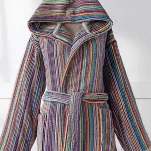 Peignoir unisexe en coton turc tissé à la main avec pompons, de luxe, pour hôtel, toute l'année, vêtement de nuit et de détente, été, fourni par ODM, Turquie - Product Image 2