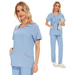 Divisa da Infermiera per Clinica, Tuta Medica Monocolore per Donne, Uniforme Ospedaliera, Camicia e Pantaloni da Lavoro per Dottori, <span class=keywords><strong>Abbigliamento</strong></span> <span class=keywords><strong>Medico</strong></span> - Product Image 2