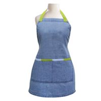 Tablier de Chef Unisexe en Denim Délavé Premium avec Poche Avant, Sangle de Cou Réglable, Logo/Design Personnalisé pour Restaurant et Bar