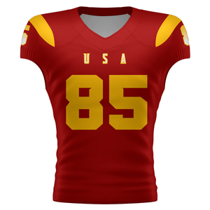 Camiseta de Fútbol Americano Roja Personalizada con Cuello en V, Manga Corta, Número 25 Sublimado, Absorbente de Humedad, Ajustada, para Hombre - Product Image 5