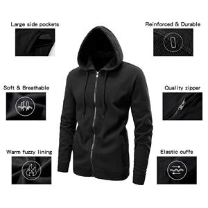 100% algodón mezcla de poliéster sólido cuello con capucha cremallera sudaderas de gran tamaño para hombres sudaderas con cordón largo tallas grandes de punto - Product Image 5