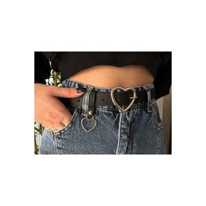 Ceinture pour femme avec boucle en forme de cœur, ceinture pour pantalon, ceinture pour veste, ceinture pour robe, ceinture pour chemise - NOIR - Product Image 2
