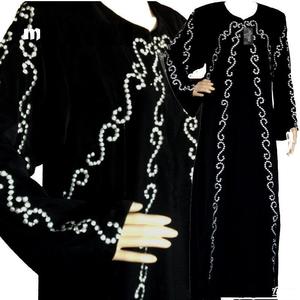 Abaya de poliéster elegante con bordado completo estilo Omán para ropa de mujer musulmana - Product Image 1