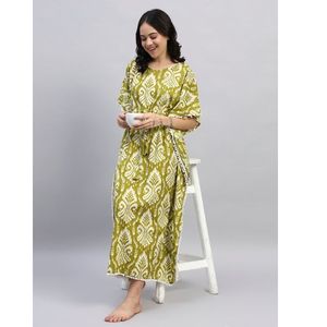 Chemise de nuit élégante en dentelle victorienne pour femmes, 100% coton, manches courtes, longueur totale, tissu respirant, imprimé sur le col, printemps - Product Image 1