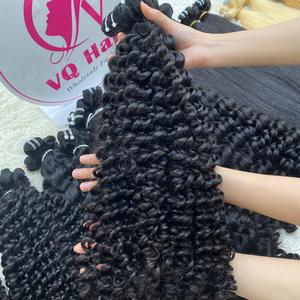 Meilleure vente Deep Curly Machine Double trame de peau Extensions de cheveux humains Vietnamien Vierge HD pour Bundle Noir - Product Image 3