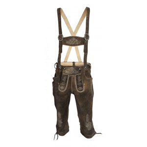 Lederhosen bavaroises authentiques pour hommes, marron, longues, effet vieilli, avec braguette boutonnée, haute qualité, Kneibund, été - Product Image 1