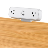 Penjualan Terbaik penjepit dipasang pelindung lonjakan listrik 2 Outlet dengan USBC PD65W furnitur kantor Strip daya