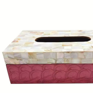 กล่องกระดาษทิชชู่แบบฝัง MDF แม่มุกกล่องทิชชู่ของขวัญที่ดีที่สุดสำหรับภรรยาและเพื่อนกล่องทิชชูในรถยนต์โดยช่างฝีมือ Aura - Product Image 1