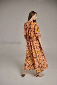 ขายส่ง 2024 Vคอสั้นชุด 3/4 แขนปุ่มเทปบนบริเวณหน้าอกแฟชั่นผ้าฝ้ายสบายๆโบฮีเมียนชุดสตรี - Product Image 4