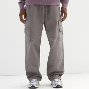 OEM elegante Streetwear personalizar Baggy Fit pierna ancha Multi bolsillo liso Casual y único tela de algodón estilo de la calle hombres Cargo pantalón - Product Image 2